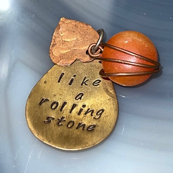 Anthropologie Jewelry - Anthropologie Organic Like a Rolling Stone Heart Wire Wrapped Gemstone Pendant
